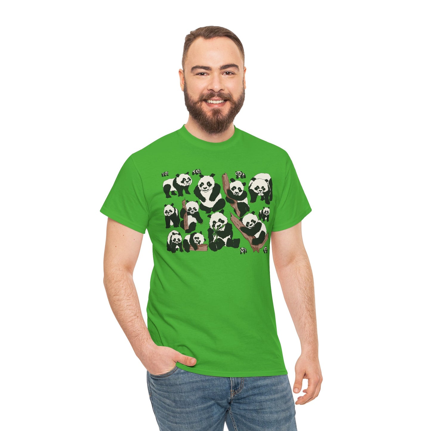 Cute Panda Design Unisex Heavy Cotton Tee | Animal Lover Gift, Casual Wear, Eco-Friendly Apparel, Nature Enthusiast Clothing