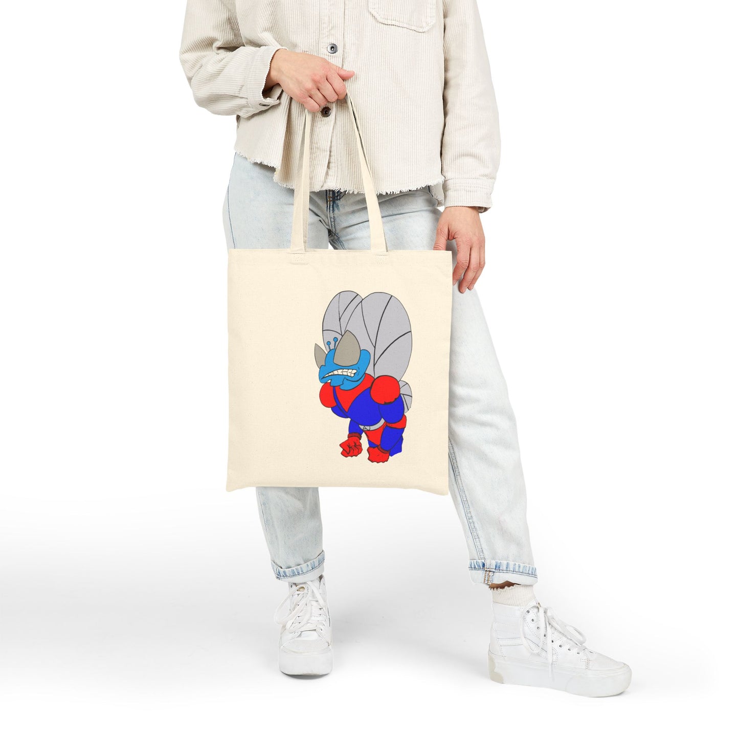 The Astounding Astro-Fly Illustration Tote Bag - Eco Canvas Grocery & Book Bag