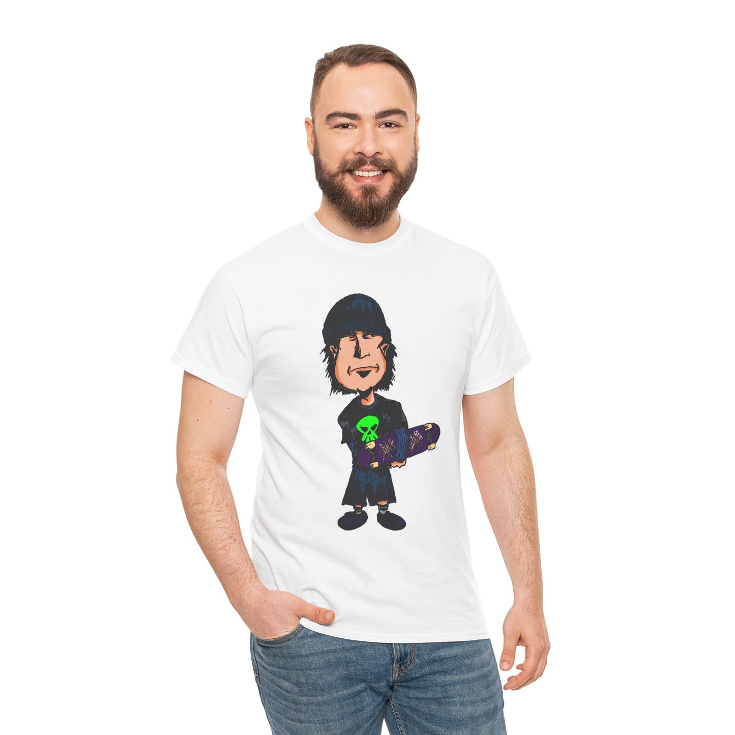 Rude Skater Dude - Skate Punk Cartoon Tee – Boy with Skateboard Graphic Shirt