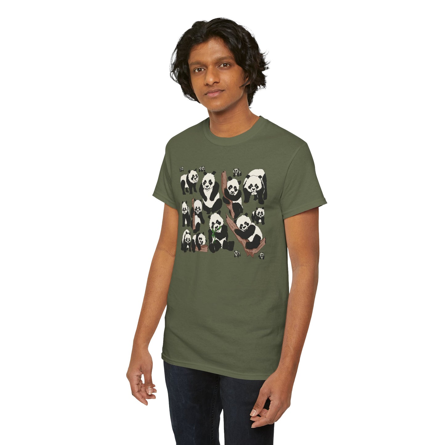 Cute Panda Design Unisex Heavy Cotton Tee | Animal Lover Gift, Casual Wear, Eco-Friendly Apparel, Nature Enthusiast Clothing