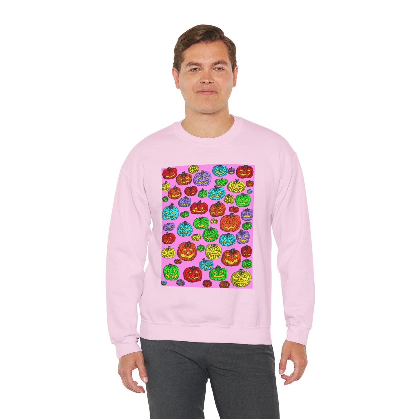 Colorful Pumpkin Crewneck Sweatshirt for Fall Celebrations