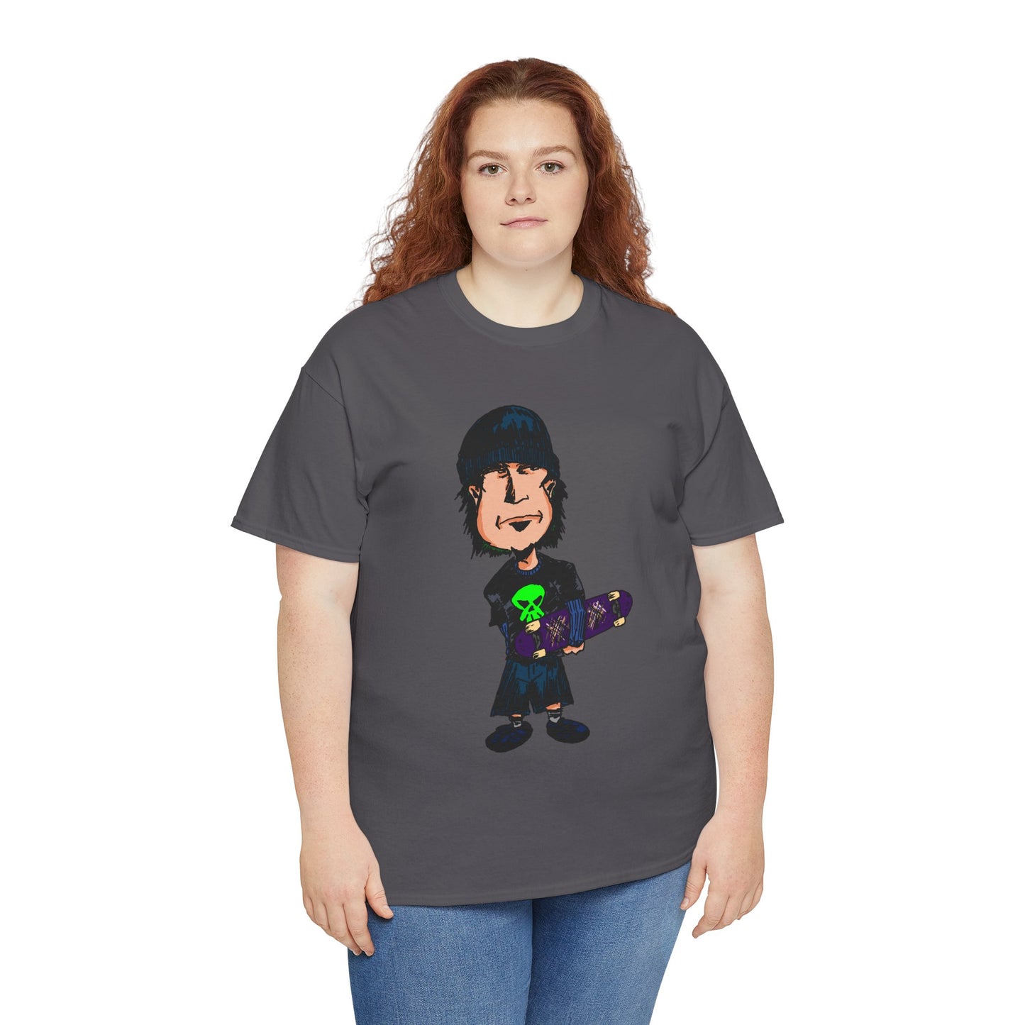 Rude Skater Dude - Skate Punk Cartoon Tee – Boy with Skateboard Graphic Shirt