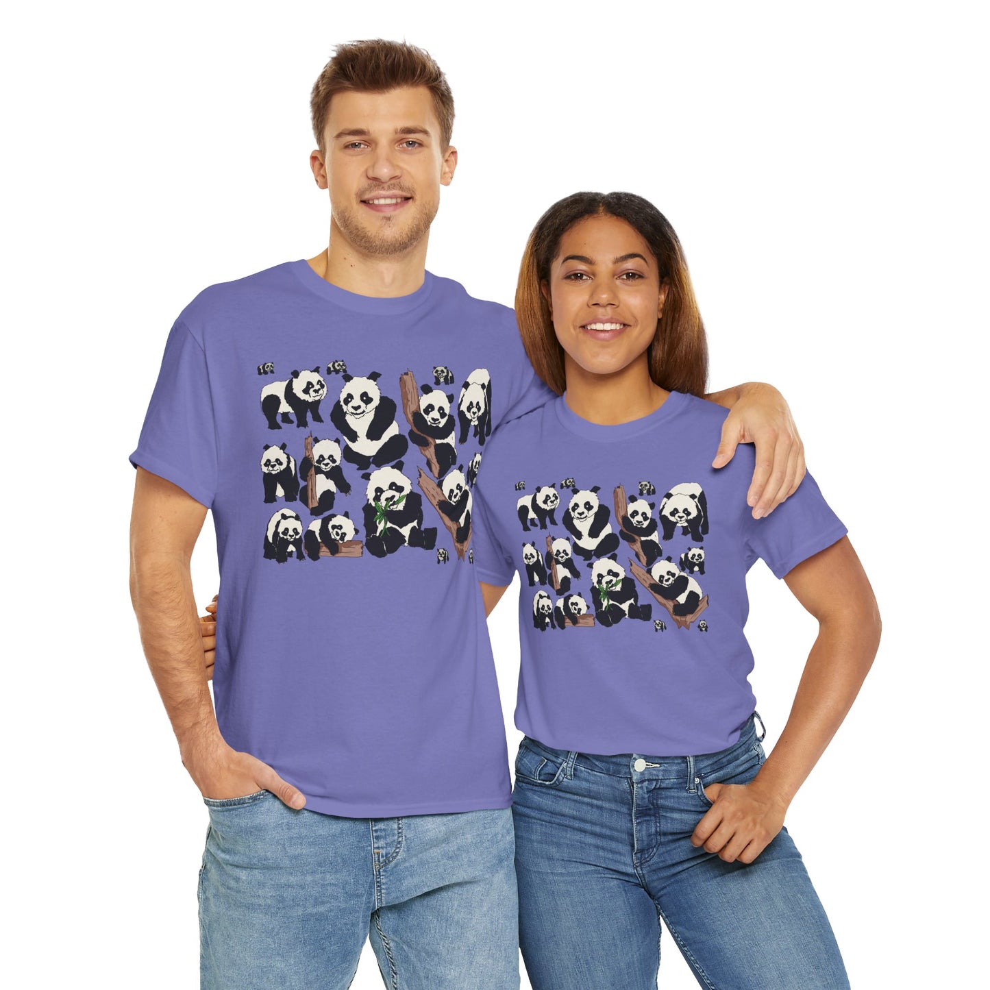 Cute Panda Design Unisex Heavy Cotton Tee | Animal Lover Gift, Casual Wear, Eco-Friendly Apparel, Nature Enthusiast Clothing