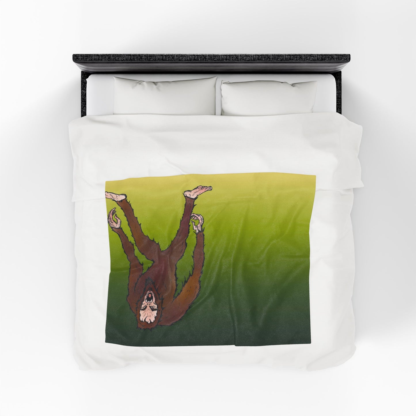 Bigfoot Encounter - Sasquatch Gradient Velveteen Plush Blanket — Soft Green Bigfoot Throw
