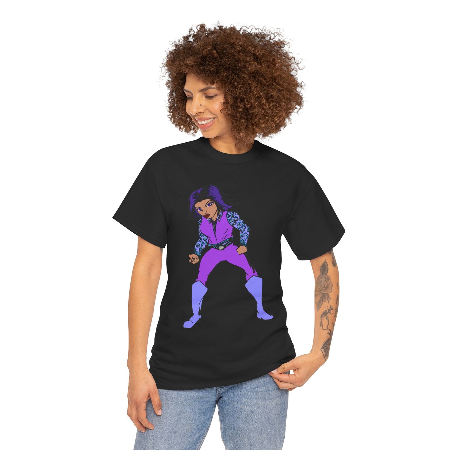 Retro Cartoon Hero Woman Character Unisex Heavy Cotton Tee, Vintage Graphic Tee, Fun T-Shirt, Gift for Fans, Casual Wear, Everyday Tee