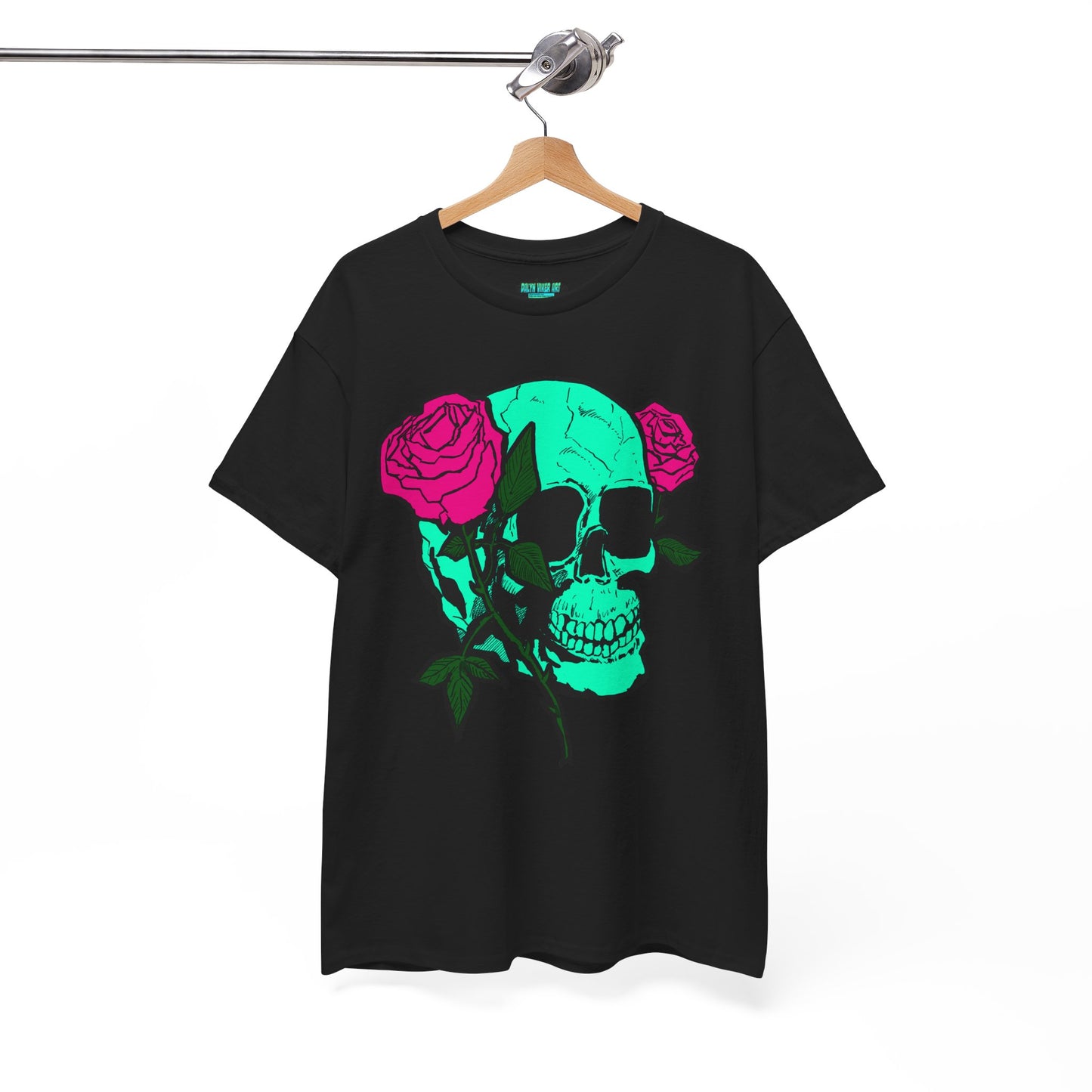 Edgy Skull & Roses Unisex Heavy Cotton Tee - Graphic T-Shirt for Alternative Fashion Lovers