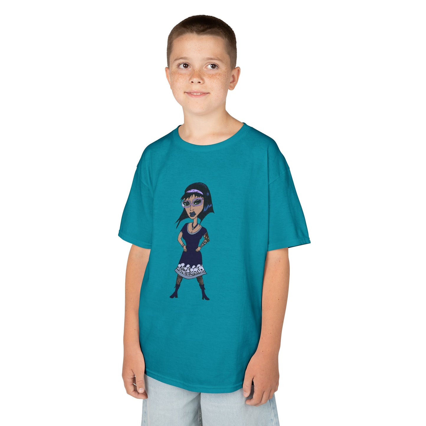 Kids Tee — Vintage Gothic Girl Cartoon Graphic Tee for Children