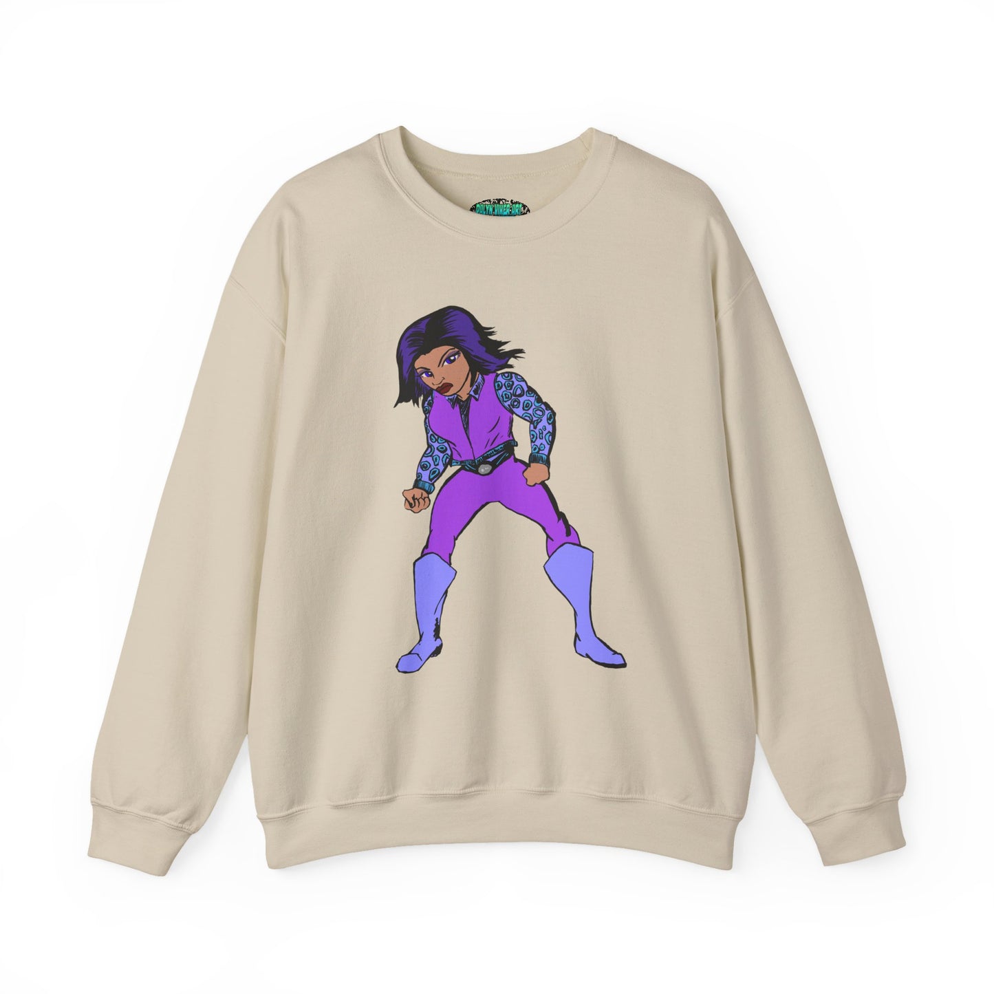 Vintage Retro Hero Crewneck Sweatshirt with Bold Graphic Design