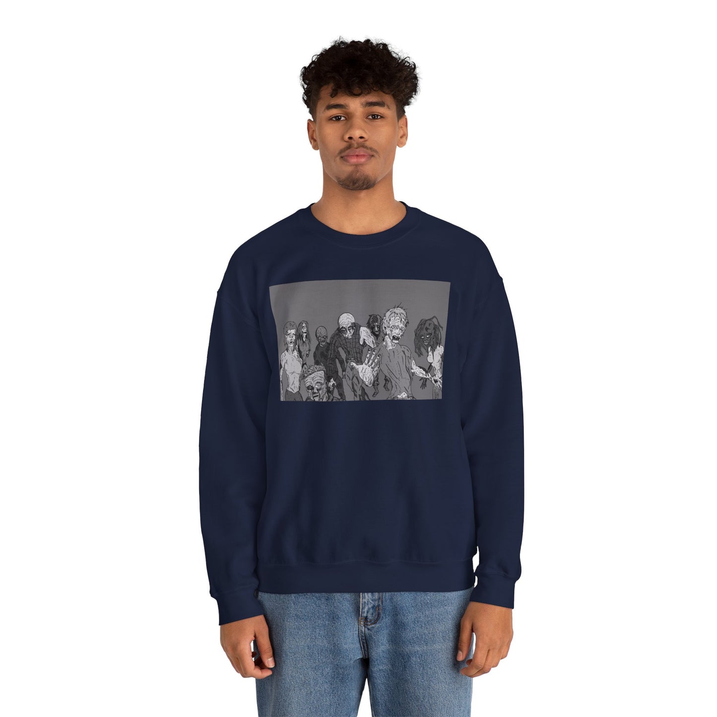 Vintage Zombie Horror Crewneck Sweatshirt - Unisex Heavy Blend™