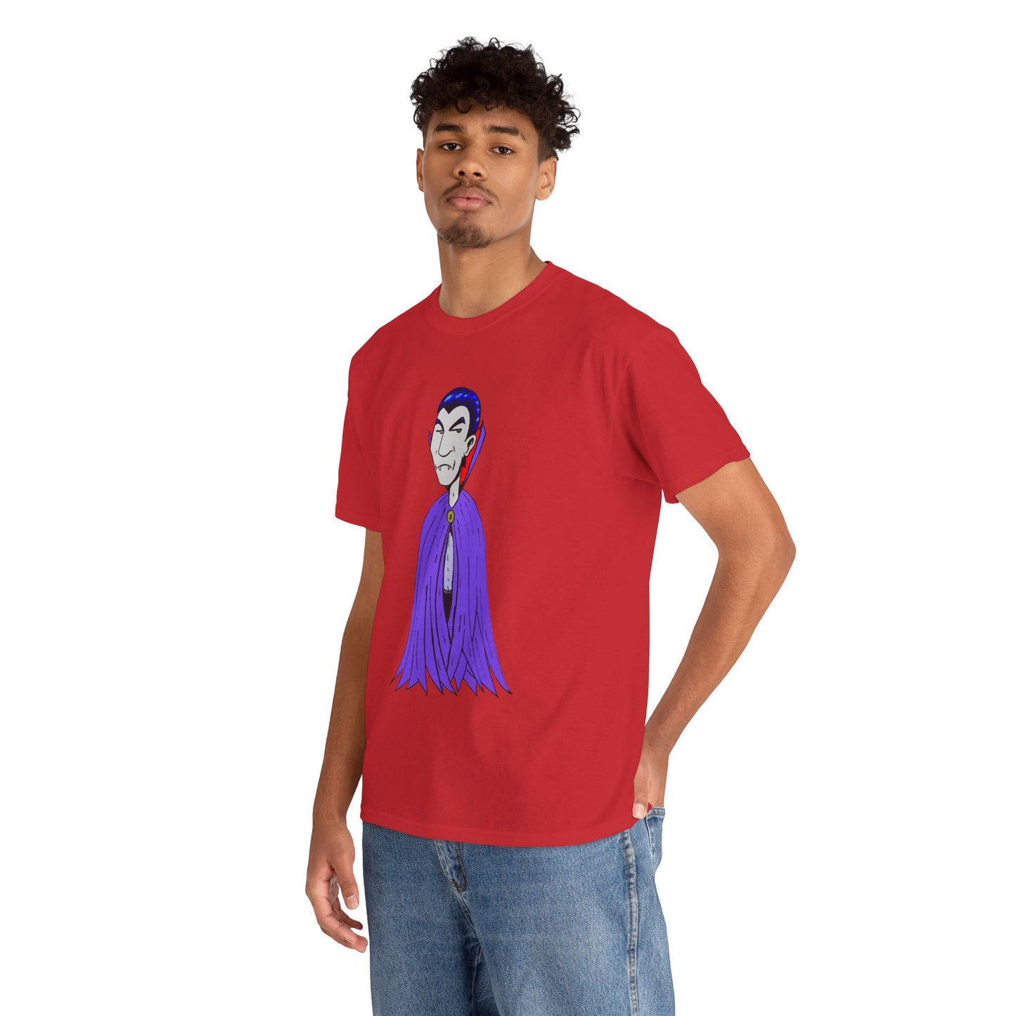 Vampire Cartoon Tee - Cute Purple Cloak Dracula Graphic T-Shirt