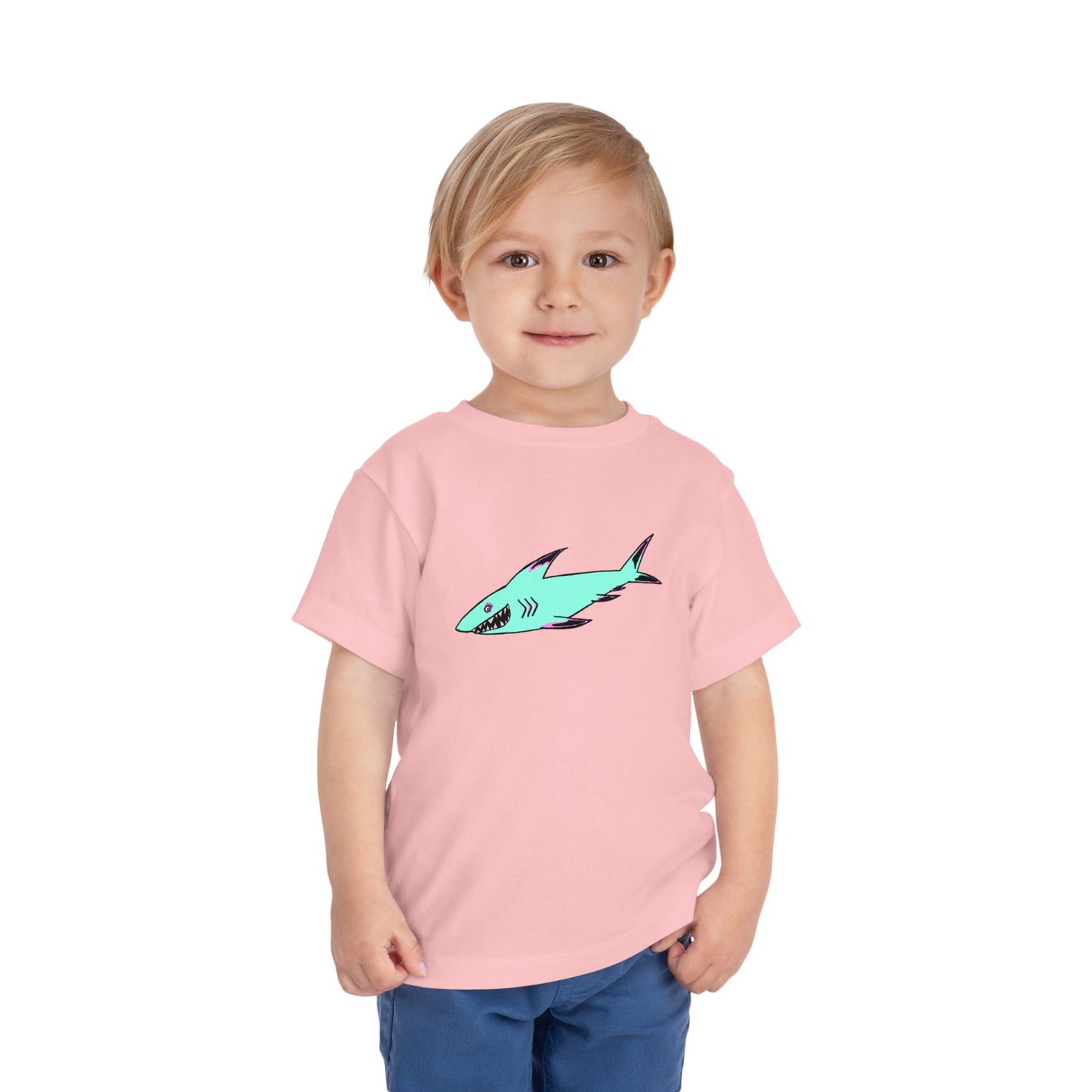 Toddler Tee — Cute Teal Shark Graphic Kids T‑Shirt
