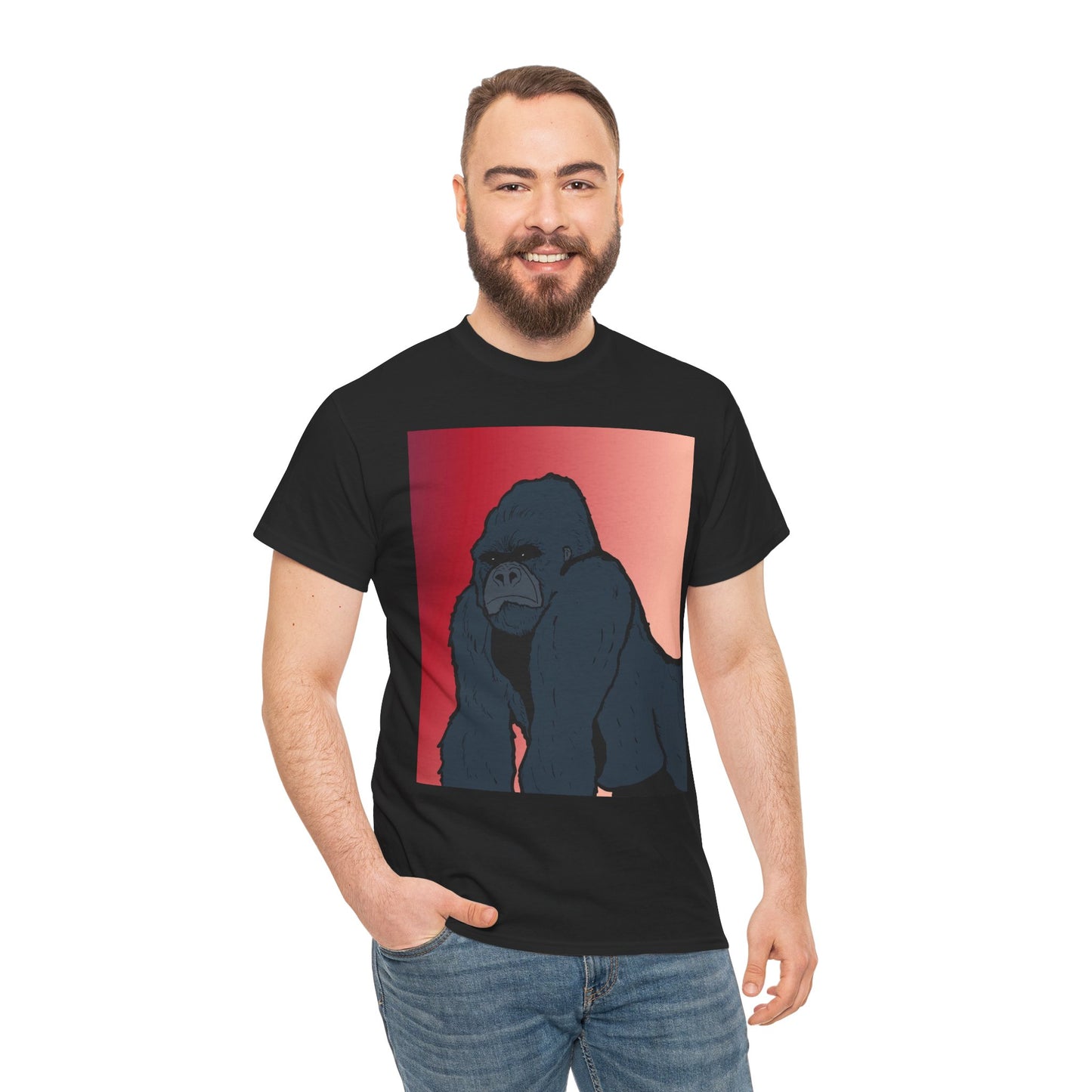 Gorilla Graphic Tee — Vintage Sunset Primate Illustration Shirt