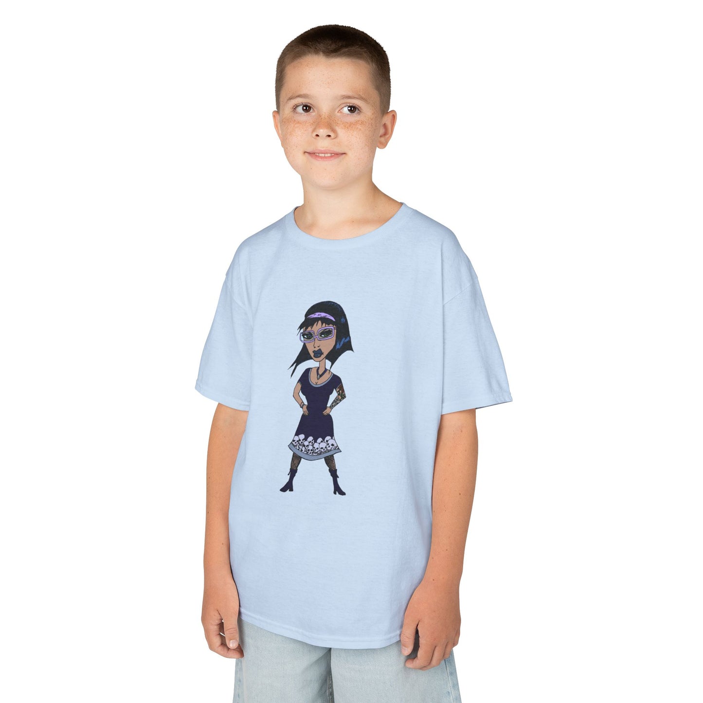 Kids Tee — Vintage Gothic Girl Cartoon Graphic Tee for Children