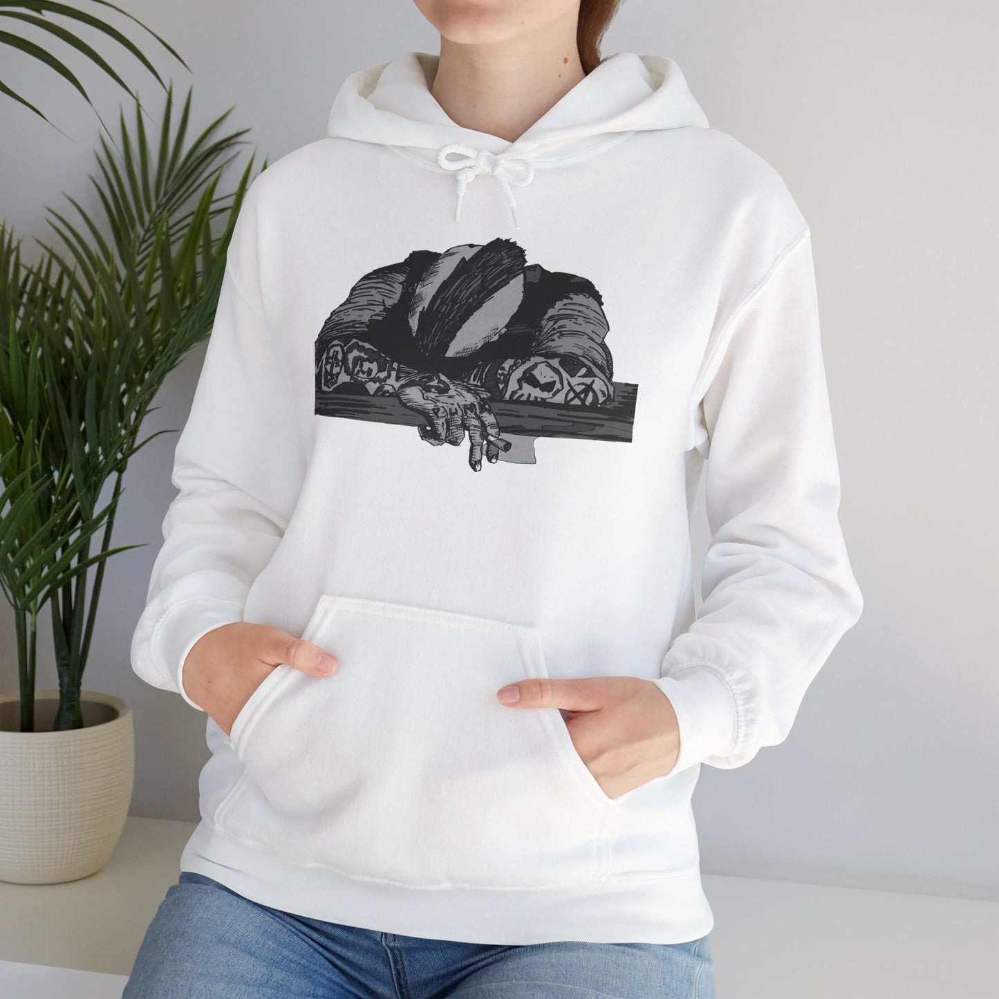 Punk and Done Unisex Hoodie with Artistic Design, Cozy Streetwear, Graphic Sweatshirt for Casual Vibes, Perfect Gift for Any Occasion