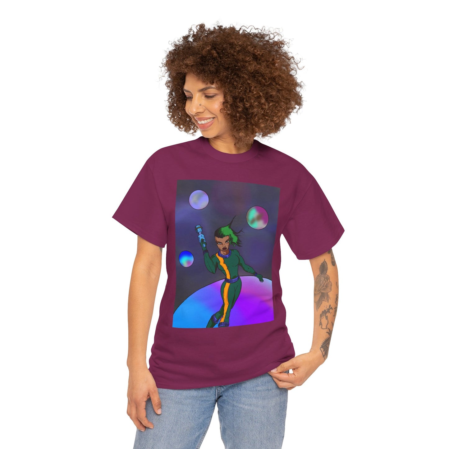 Cosmic Hero Vibe Tee - Unisex Heavy Cotton Tee, Space Art Shirt, Retro Sci-Fi T-Shirt, Gift for Space Lovers, Unique Graphic Tee
