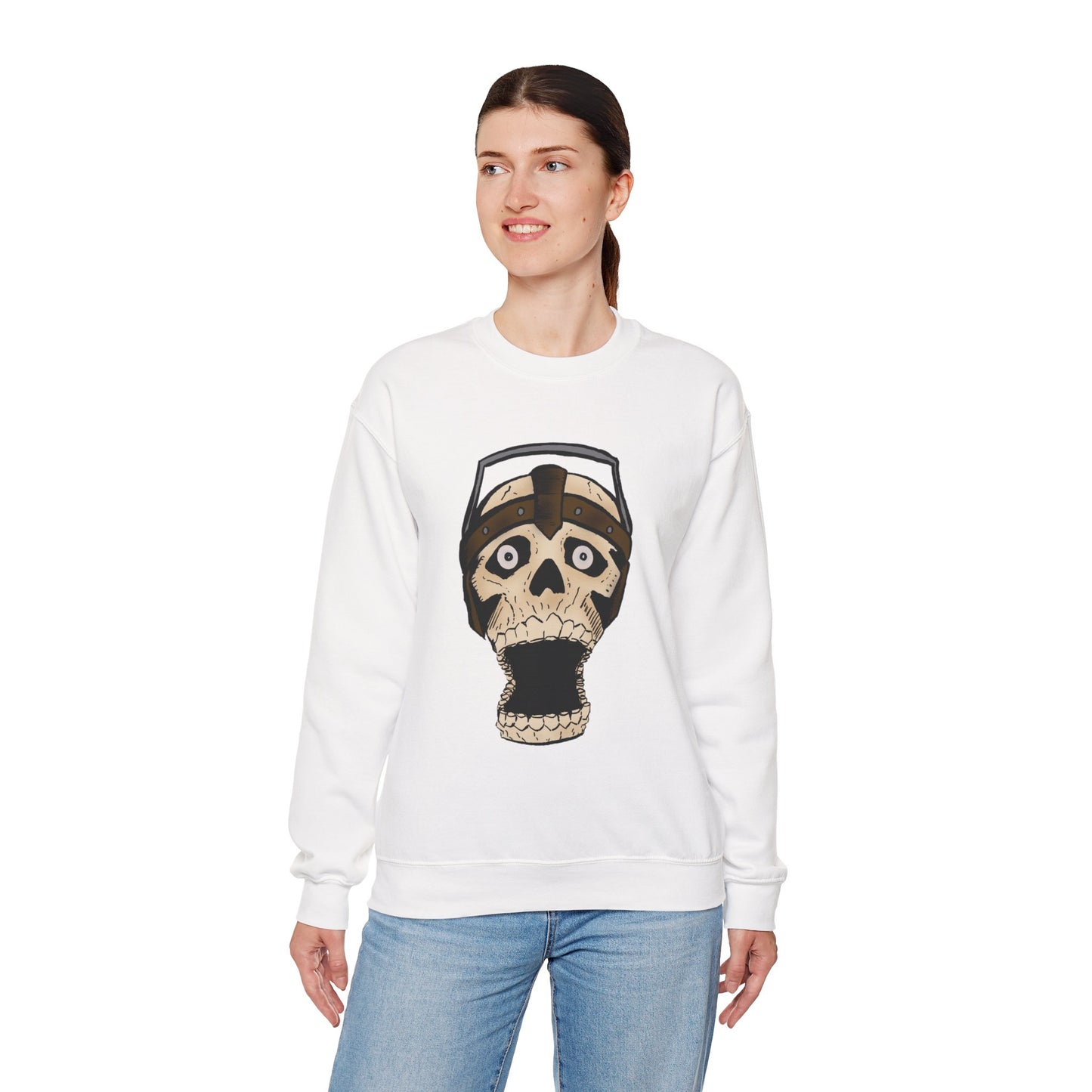 Screaming Skull Graphic Crewneck Sweatshirt - Unisex Heavy Blend