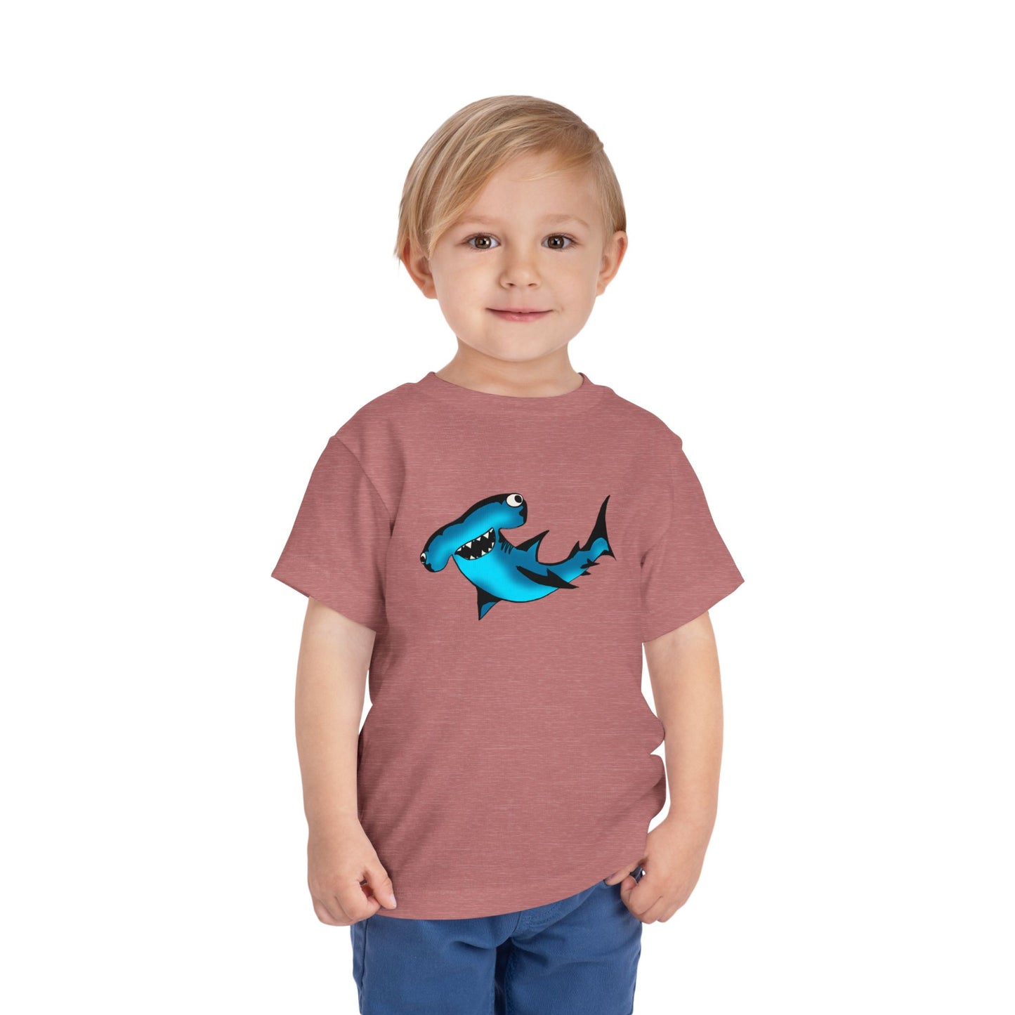 Toddler Shark Tee - Cute Blue Harley Hammerhead Graphic Kids Short Sleeve Shirt