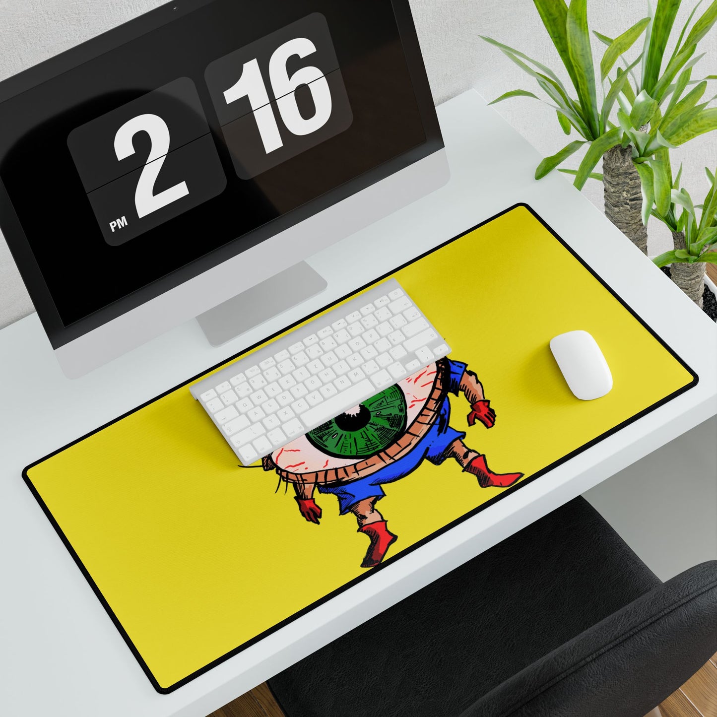 Terrif-EYE-ing Desk Mat — Bold Yellow Gaming/Work Mousepad and Card Playing Mat