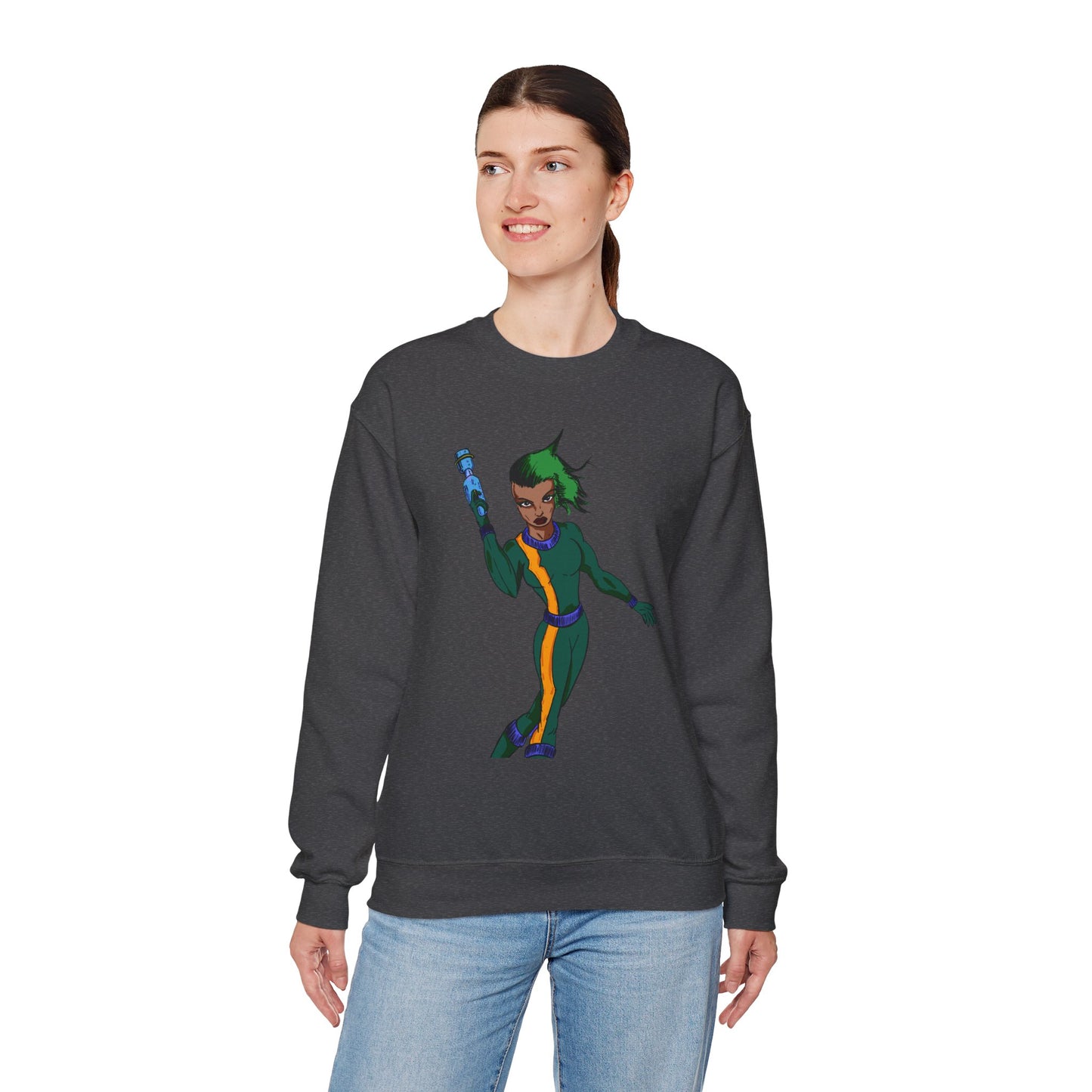 Heroic Vibes Crewneck Sweatshirt with Bold Design