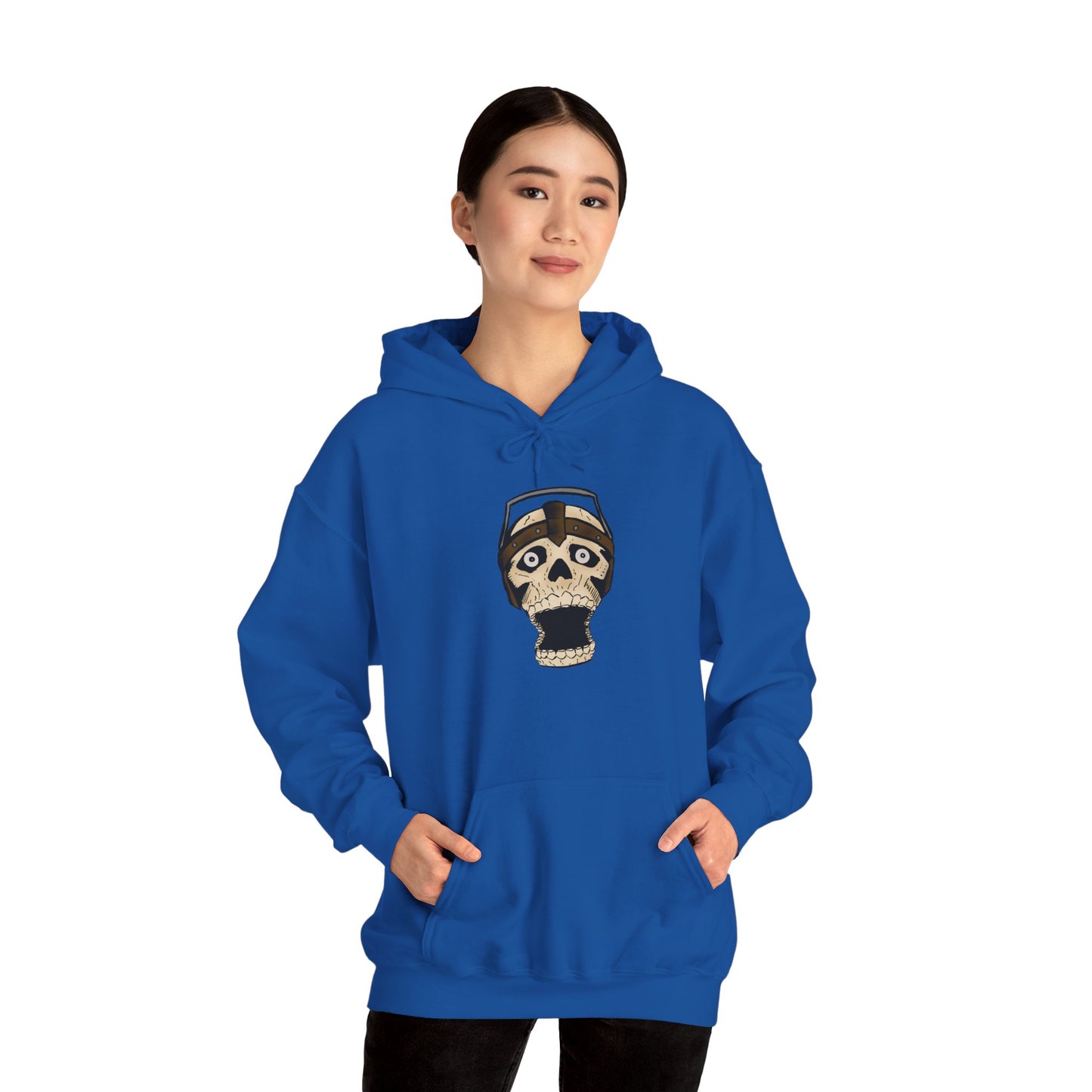 Screaming Skull Graphic Hoodie, Unisex Heavy Blend Sweatshirt, Cozy Casual Wear, Gift for Halloween, Unique October Fashion, Everyday Comfort