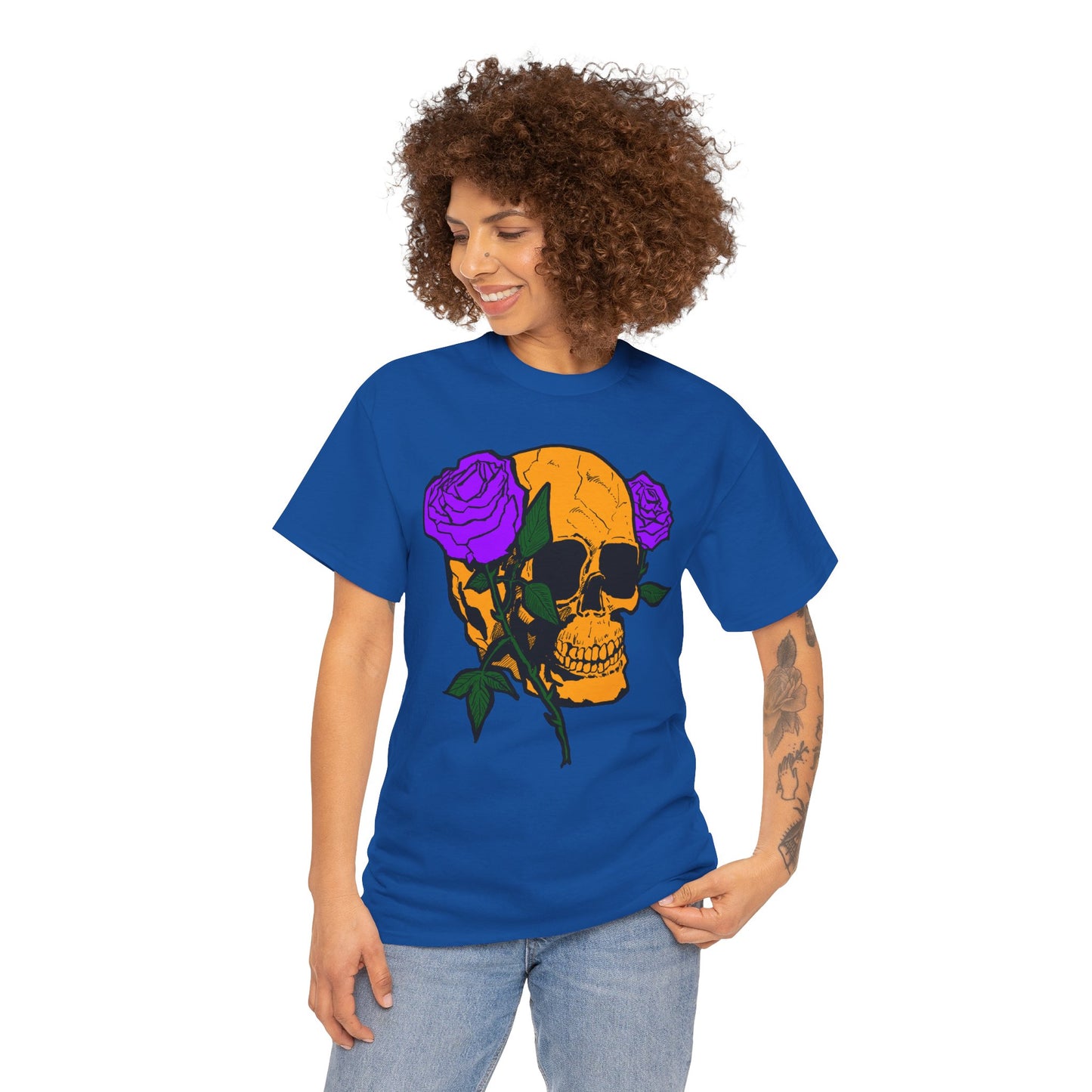 Skull and Roses Unisex Tee, Gothic Aesthetic Shirt, Vintage Graphic T-Shirt, Streetwear Essentials, Edgy Casual Wear