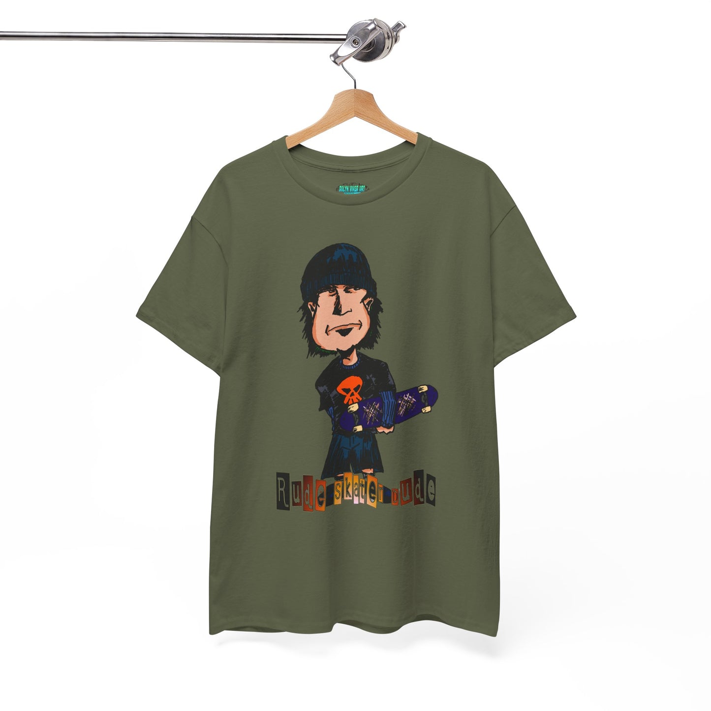 Rude Skater Dude Cartoon Skate Punk T-Shirt — Skateboarding Tee with Skull Design