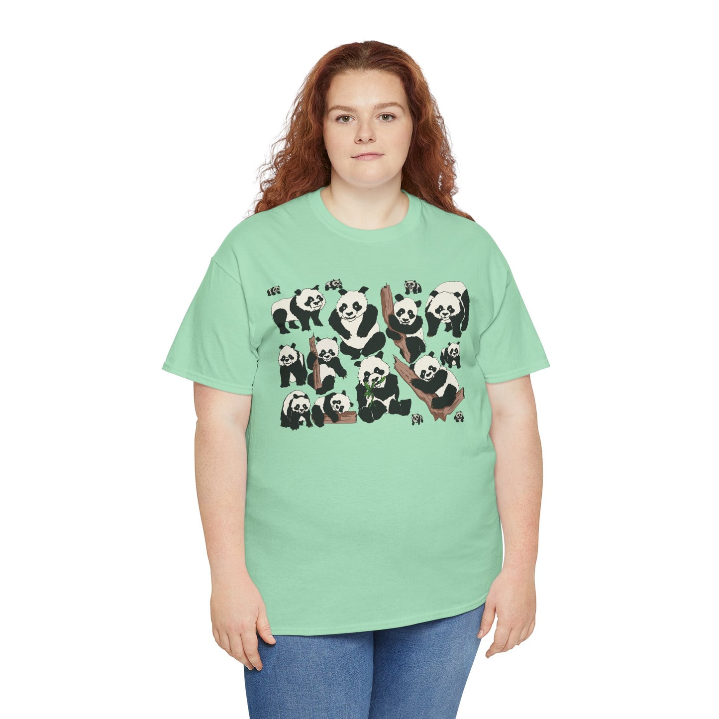 Cute Panda Design Unisex Heavy Cotton Tee | Animal Lover Gift, Casual Wear, Eco-Friendly Apparel, Nature Enthusiast Clothing