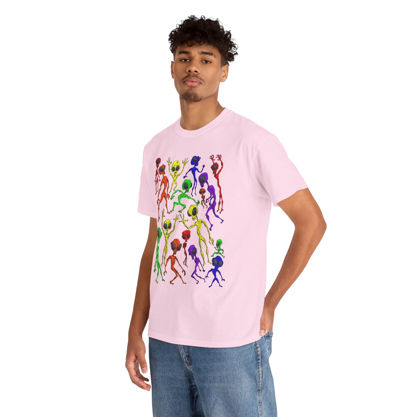 Rainbow Alien Dance Party Unisex Tee - Cosmic Sci-Fi Shirt