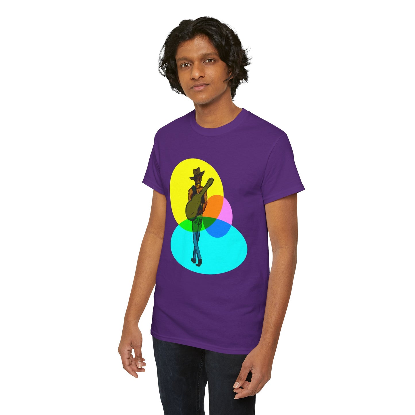 Cowboy Guitar Tee — Colorful Music T‑Shirt