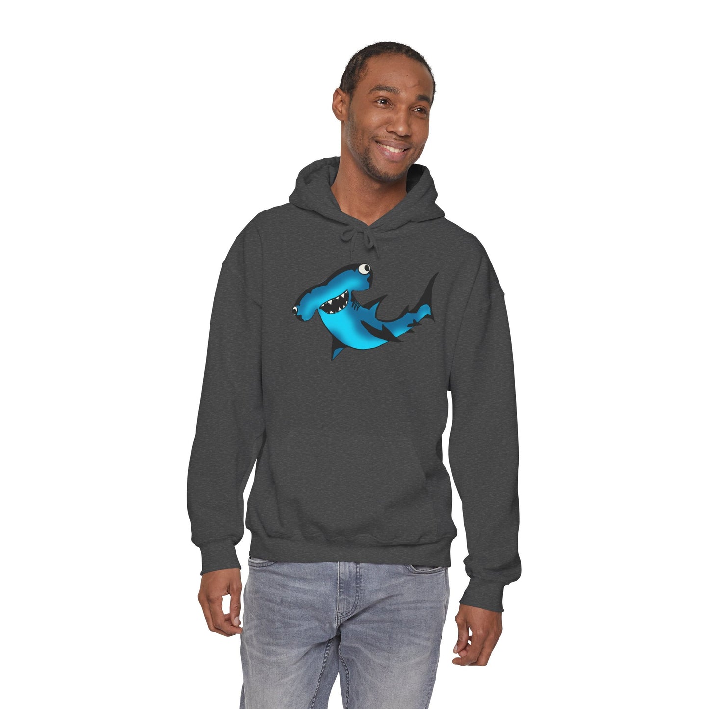 Harley Hammerhead Shark Design Unisex Hooded Sweatshirt, Funny Gift for Ocean Lovers, Casual Wear, Beach Days, Unique Apparel, Birthday Present