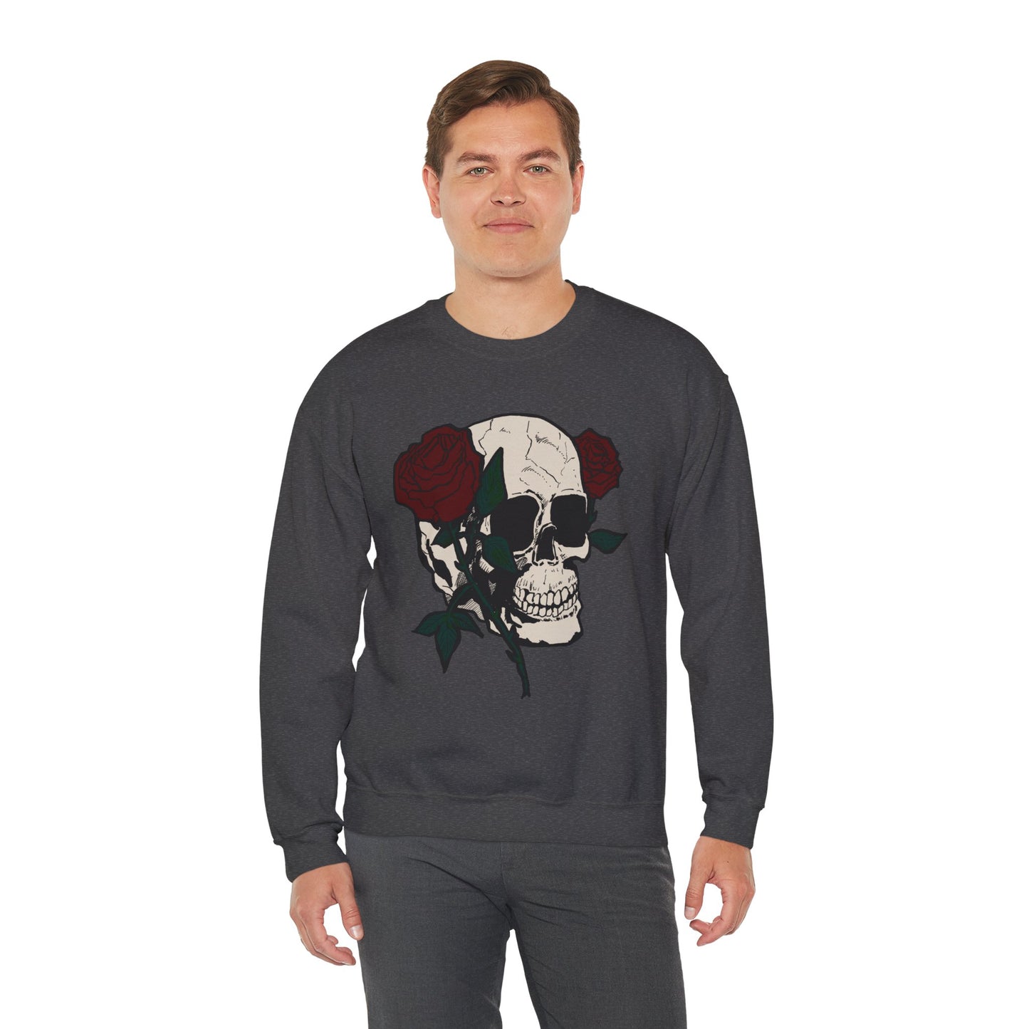 Skull & Rose Crewneck Sweatshirt - Unisex Heavy Blend™