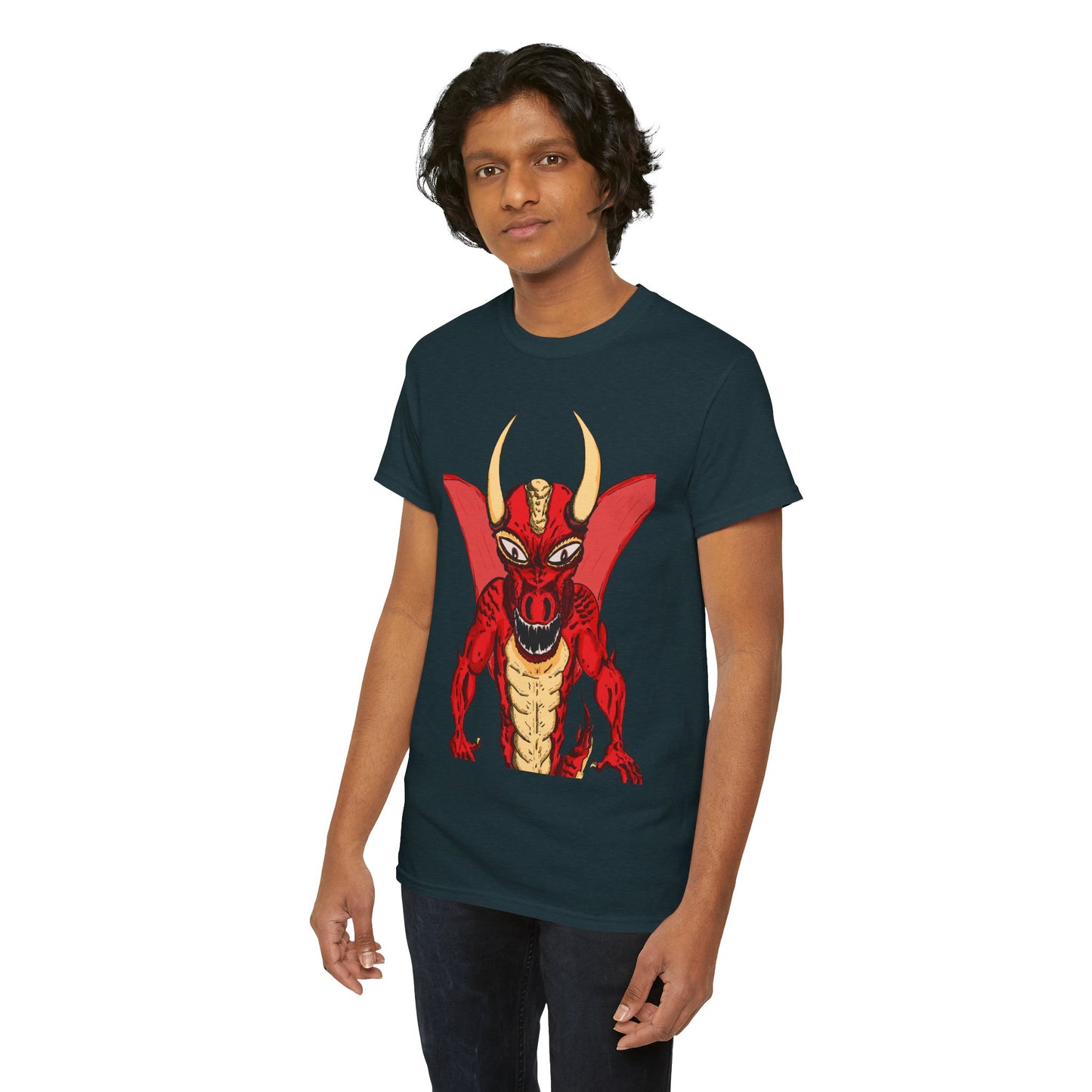 Bold Red Dragon Unisex Heavy Cotton Tee | Graphic Shirt for Anime Fans, Party Wear, Casual Outfit, Gift for Him/Her