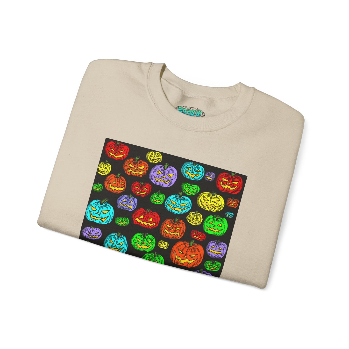 Halloween Colorful Pumpkin Graphic Crewneck Sweatshirt