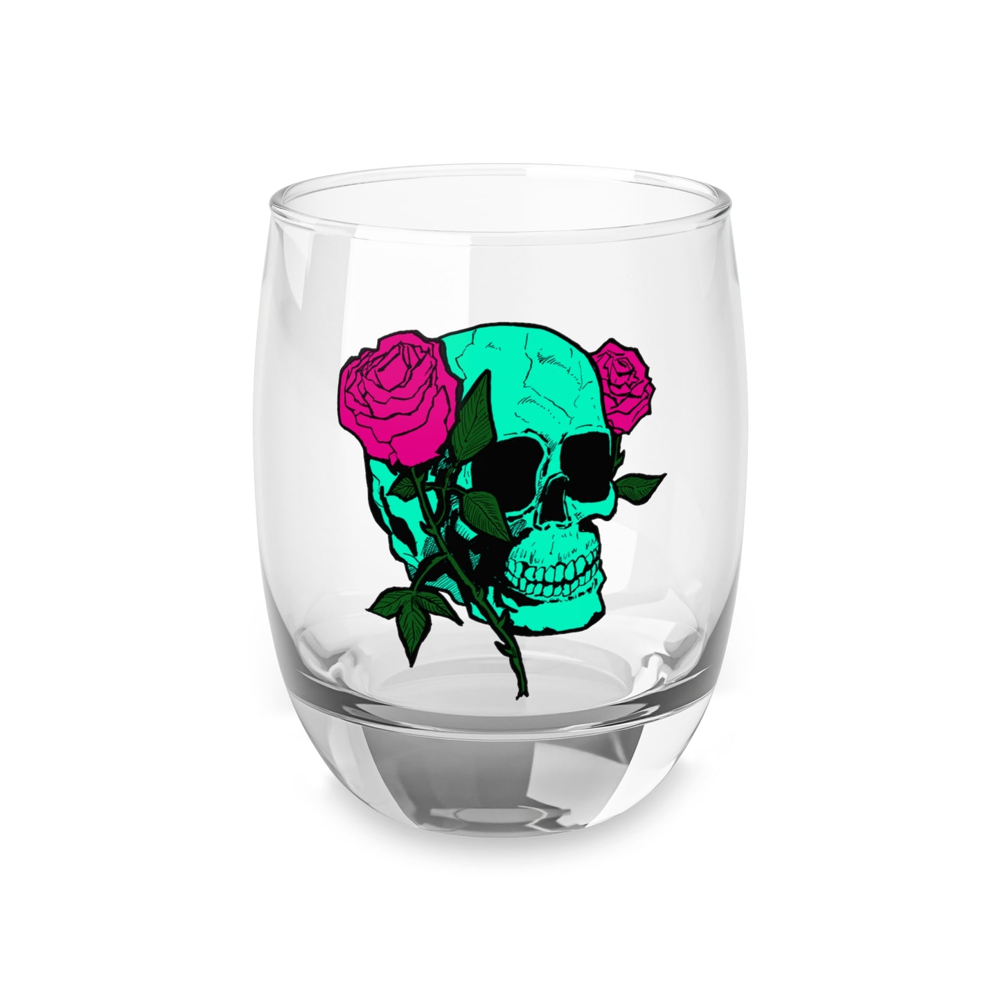 Gothic Skull & Rose Whiskey Glass - Artistic Drinkware for Unique Spirits Lovers