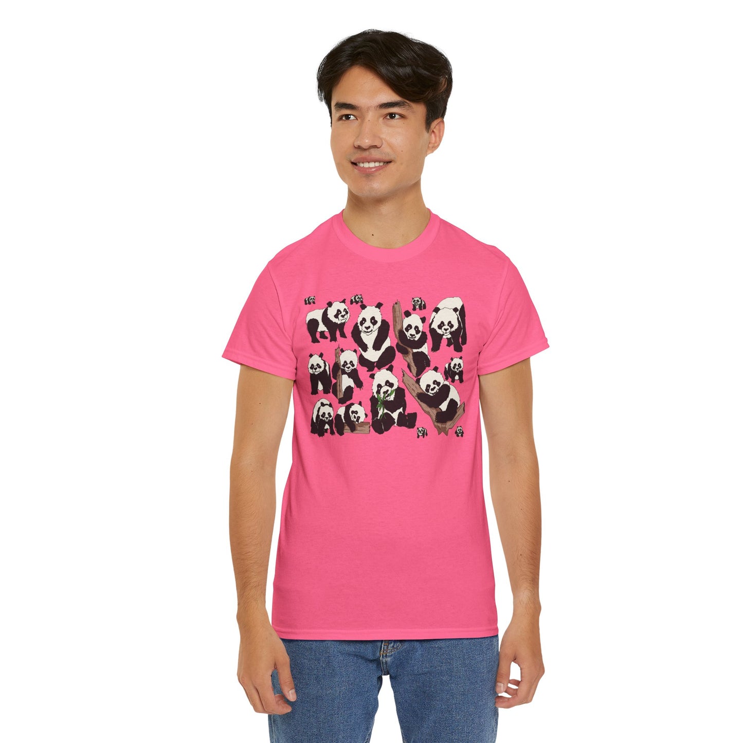 Cute Panda Design Unisex Heavy Cotton Tee | Animal Lover Gift, Casual Wear, Eco-Friendly Apparel, Nature Enthusiast Clothing