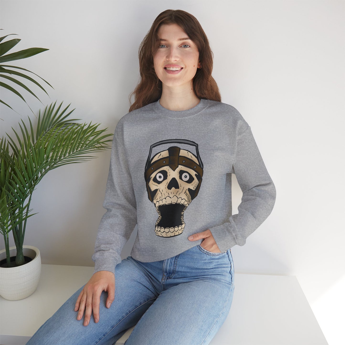 Screaming Skull Graphic Crewneck Sweatshirt - Unisex Heavy Blend