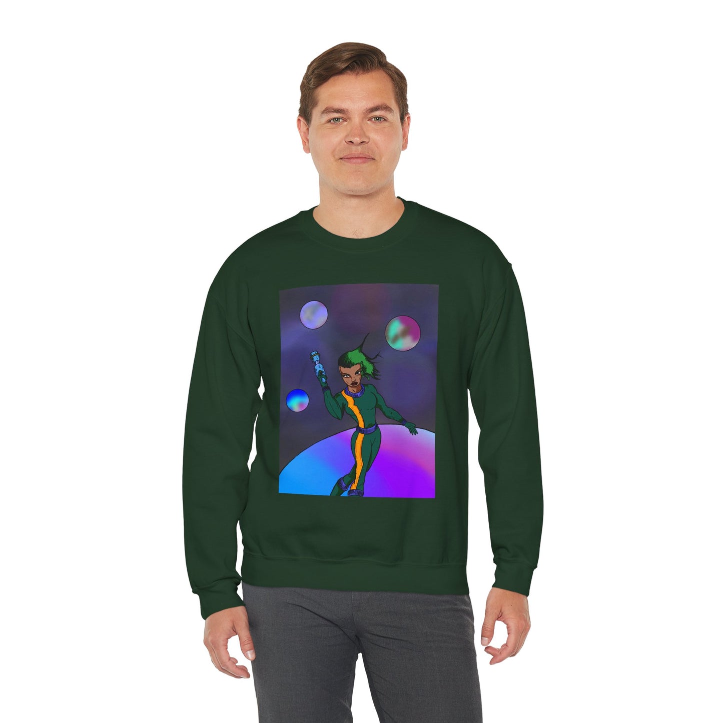 Cosmic Character Crewneck Sweatshirt – Fun, Unisex Design for Casual Style