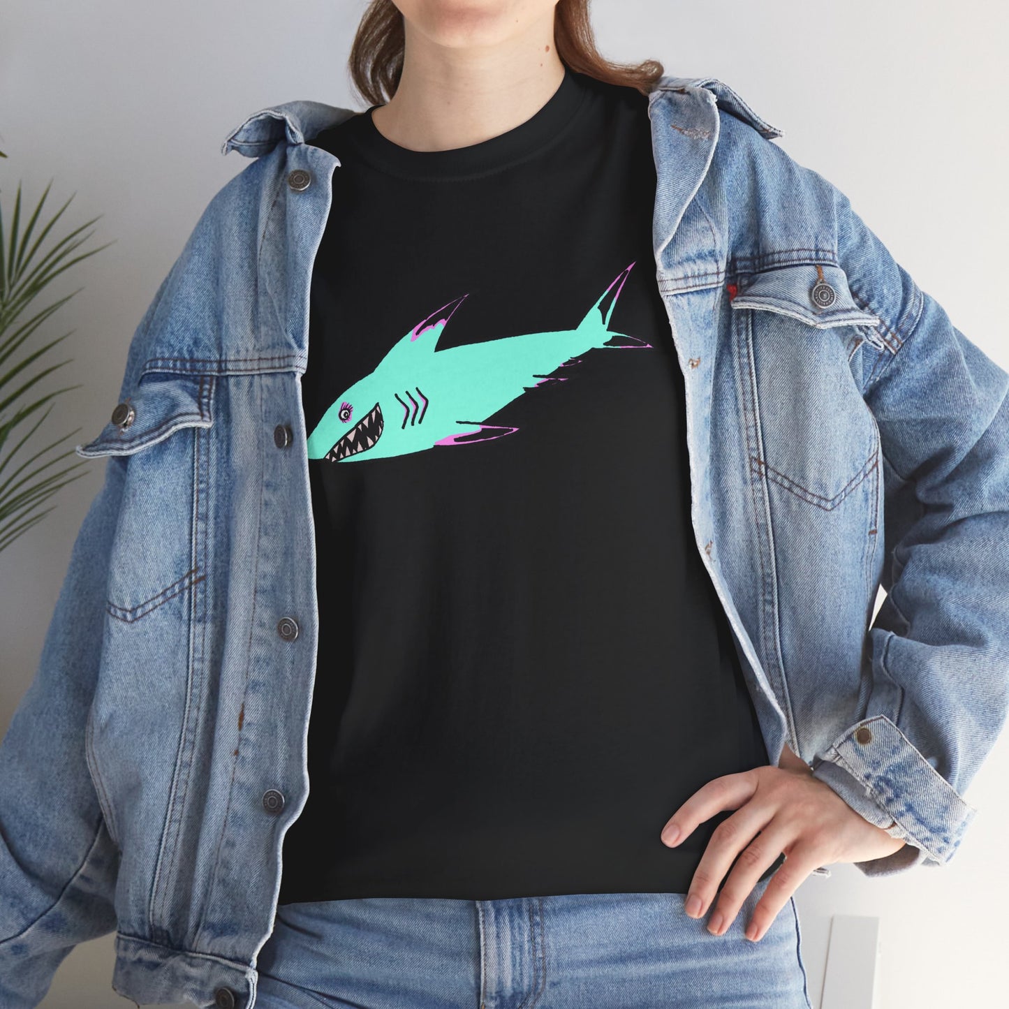 Cool Shark Graphic Unisex Heavy Cotton Tee, Ocean Lover Shirt, Beachwear, Casual Everyday Tee, Gift for Sharks Fans