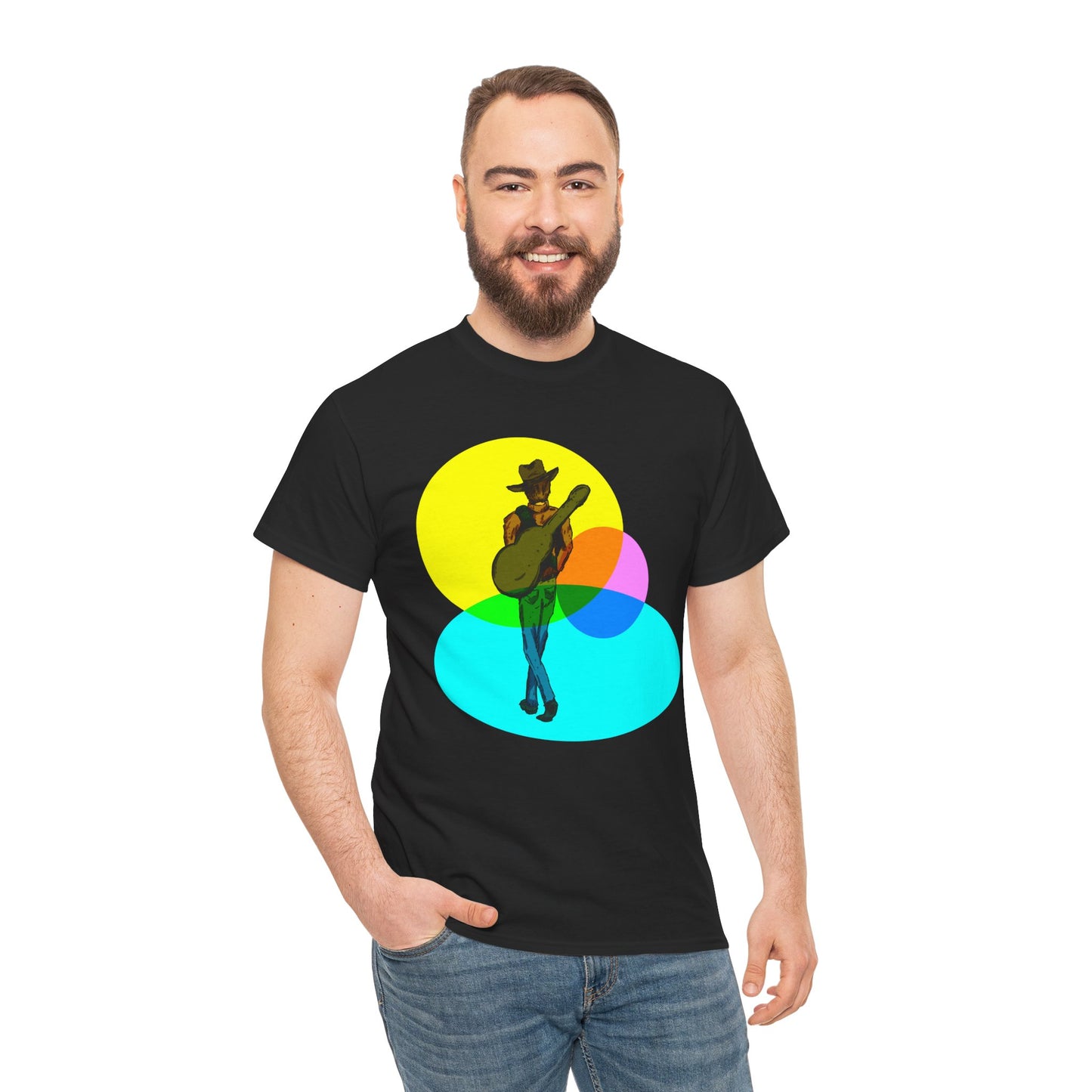 Cowboy Guitar Tee — Colorful Music T‑Shirt