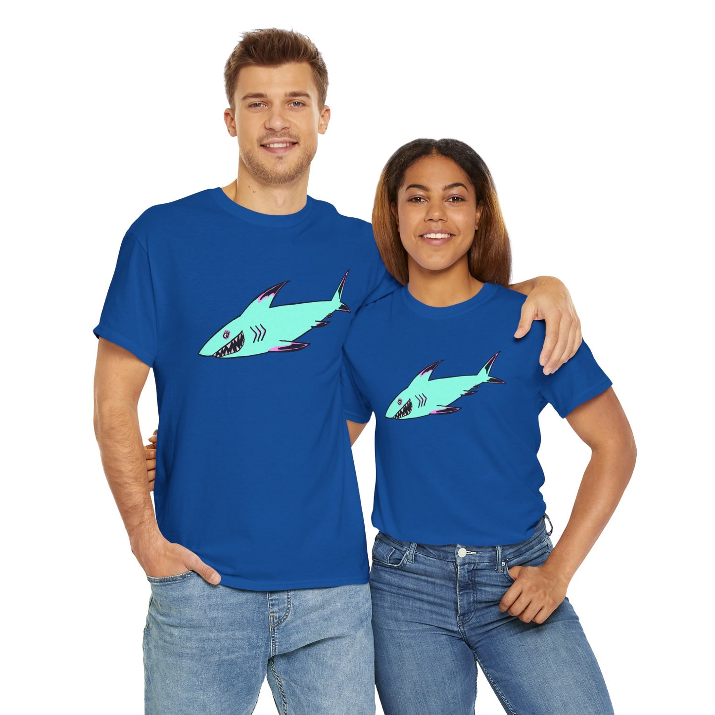 Cool Shark Graphic Unisex Heavy Cotton Tee, Ocean Lover Shirt, Beachwear, Casual Everyday Tee, Gift for Sharks Fans