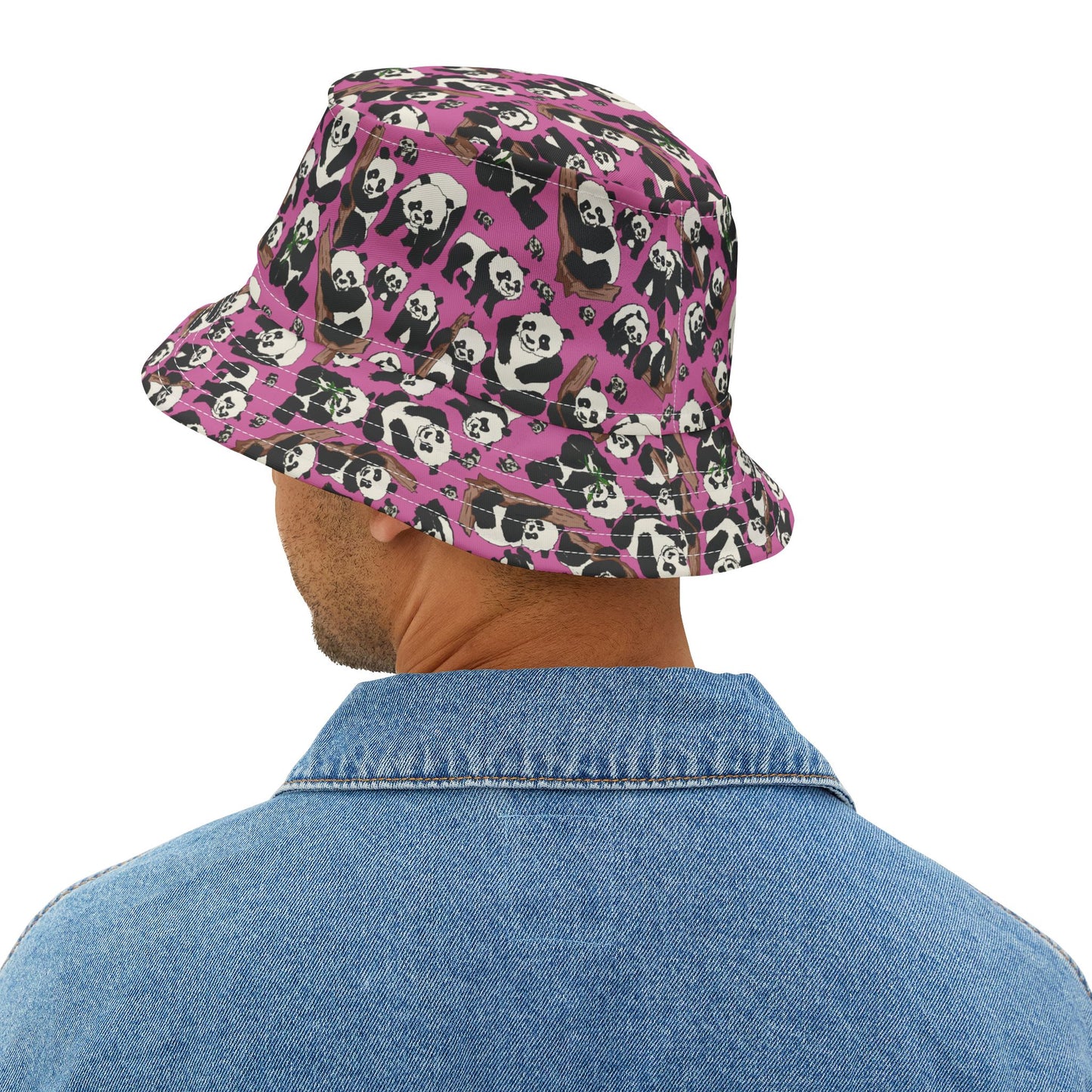 Panda Print Bucket Hat, Cute Summer Accessory, Trendy Outdoor Wear, Gift for Animal Lovers, Festival Style Hat, Beach Accessory