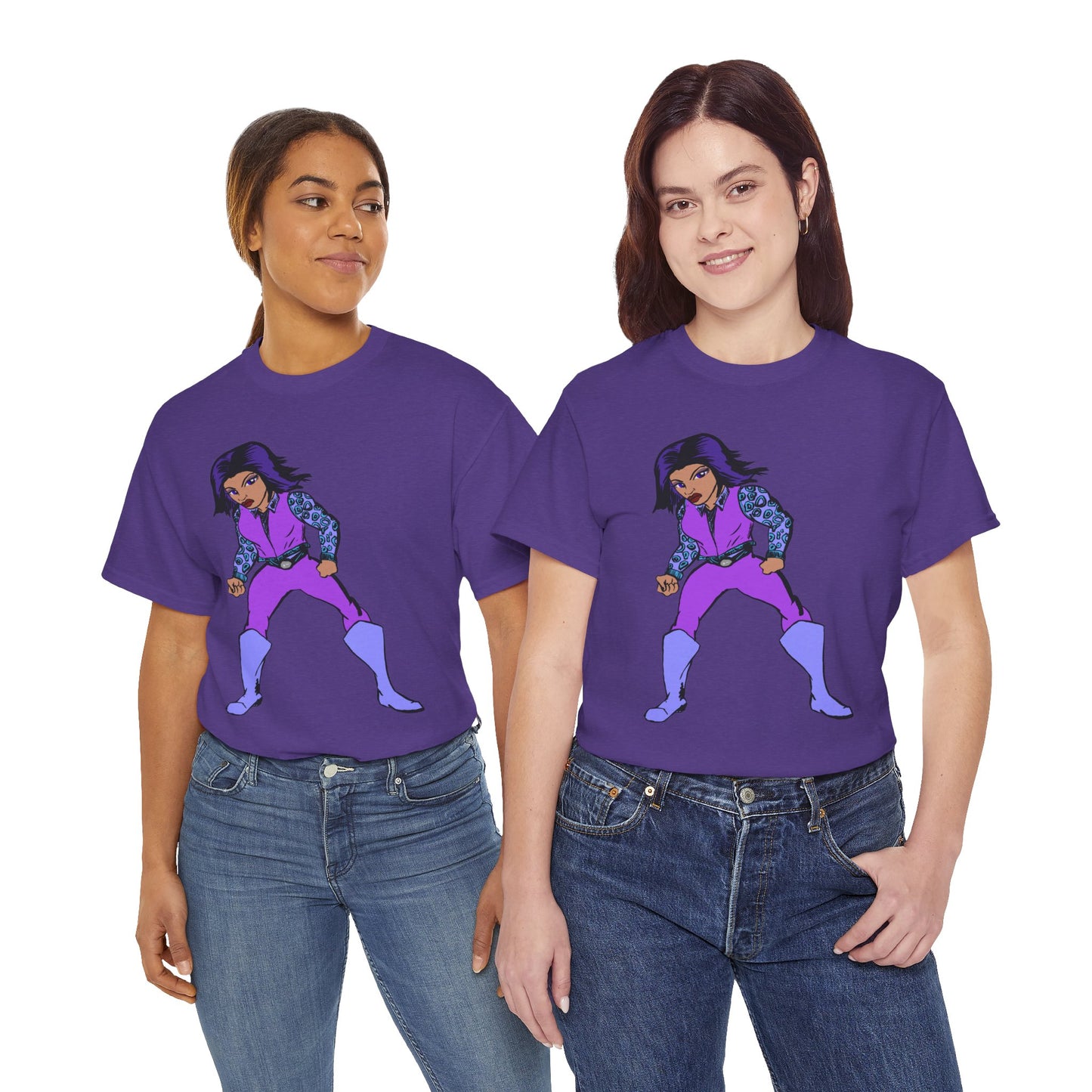 Retro Cartoon Hero Woman Character Unisex Heavy Cotton Tee, Vintage Graphic Tee, Fun T-Shirt, Gift for Fans, Casual Wear, Everyday Tee