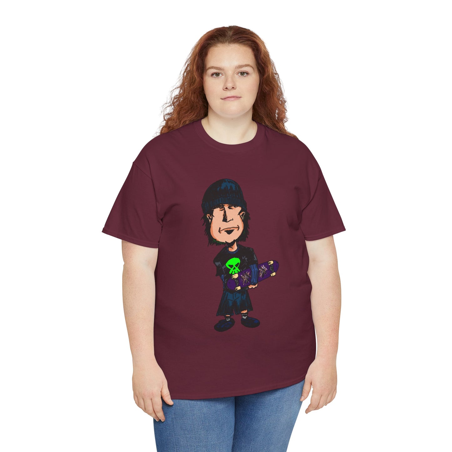 Rude Skater Dude - Skate Punk Cartoon Tee – Boy with Skateboard Graphic Shirt