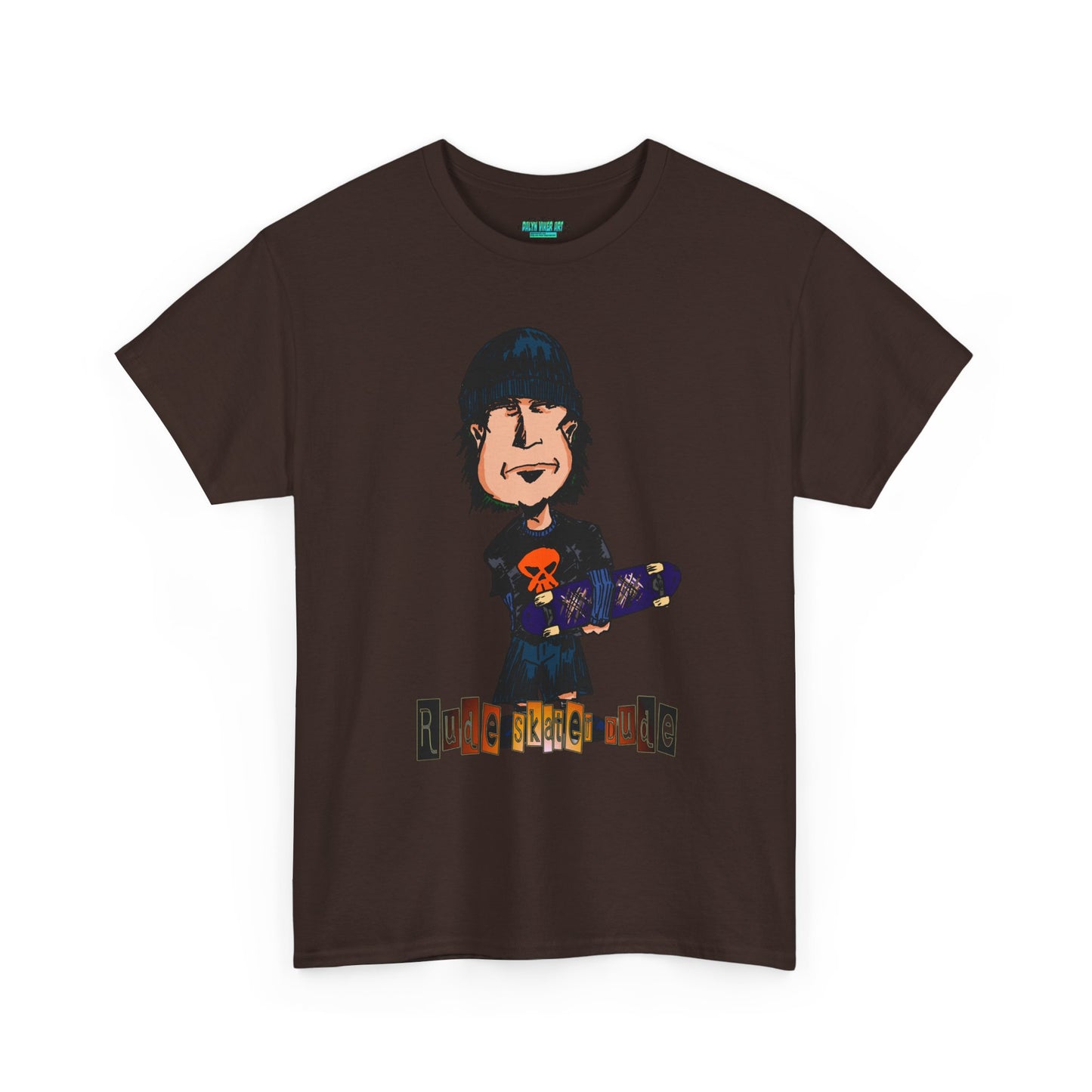 Rude Skater Dude Cartoon Skate Punk T-Shirt — Skateboarding Tee with Skull Design