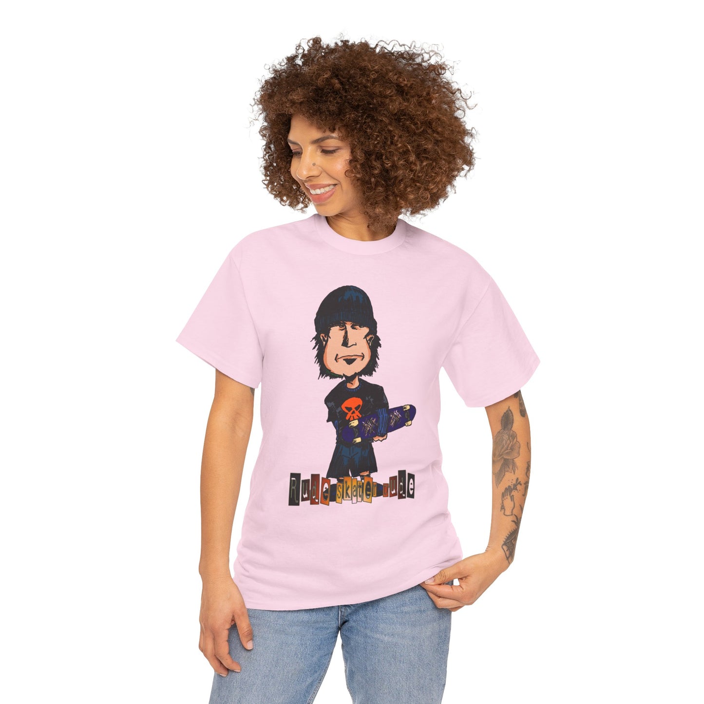 Rude Skater Dude Cartoon Skate Punk T-Shirt — Skateboarding Tee with Skull Design