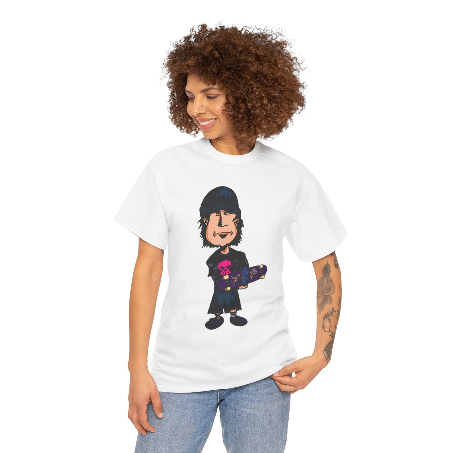 Rude Skater Dude - Skate Punk - Skater Kid Cartoon T‑Shirt — Cute Skateboarder Graphic Tee