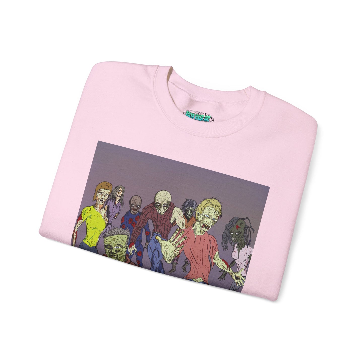 Zombie-Themed Unisex Crewneck Sweatshirt - Perfect for Halloween and Horror Lovers