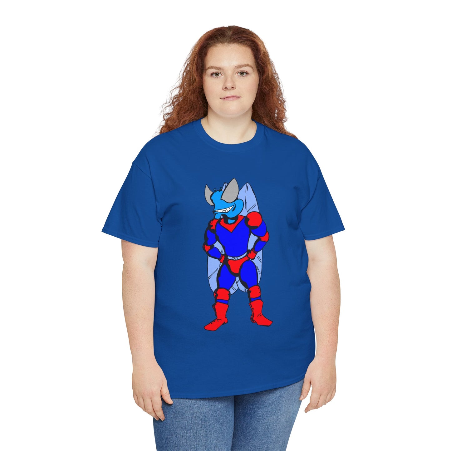 Astro-Fly Hero Graphic Tee - Blue & Red Superhero T-Shirt