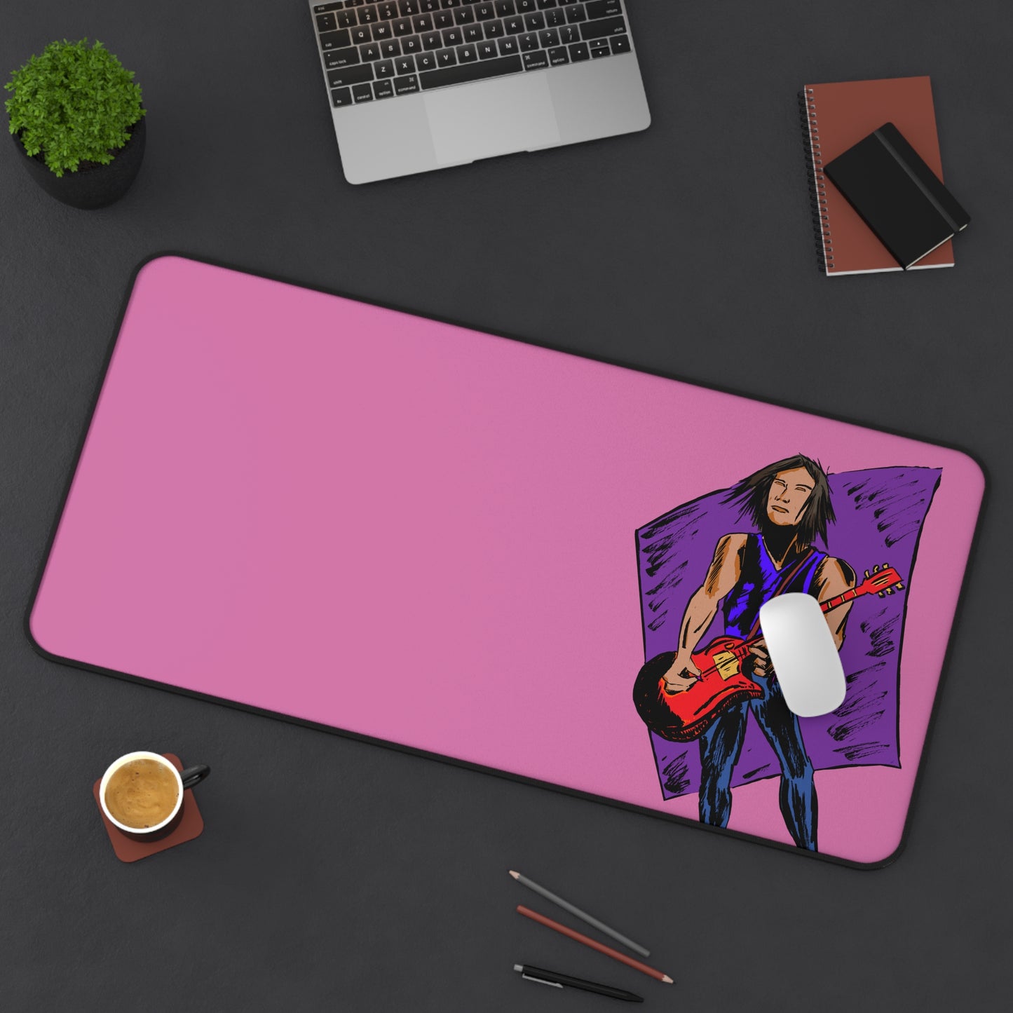 Rock Star Desk Mat - Music Lover Gift, Gamer Workspace, Office Decor, Unique Desk Accessory, Guitarist Art Mat