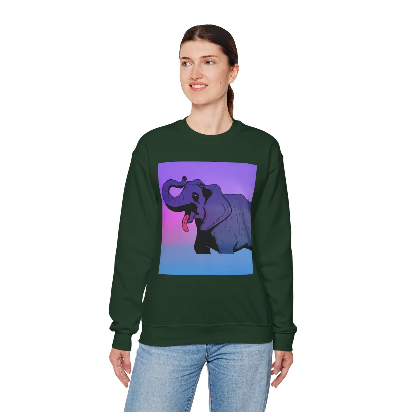 Elephant Art Unisex Crewneck Sweatshirt – Vibrant and Cozy Statement Piece